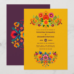 Marigold & Plum Mexican Folk Art Fiesta Wedding Invitation