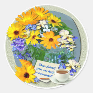 MARIGOLD POSY ~ Friendship Plate Classic Round Sticker