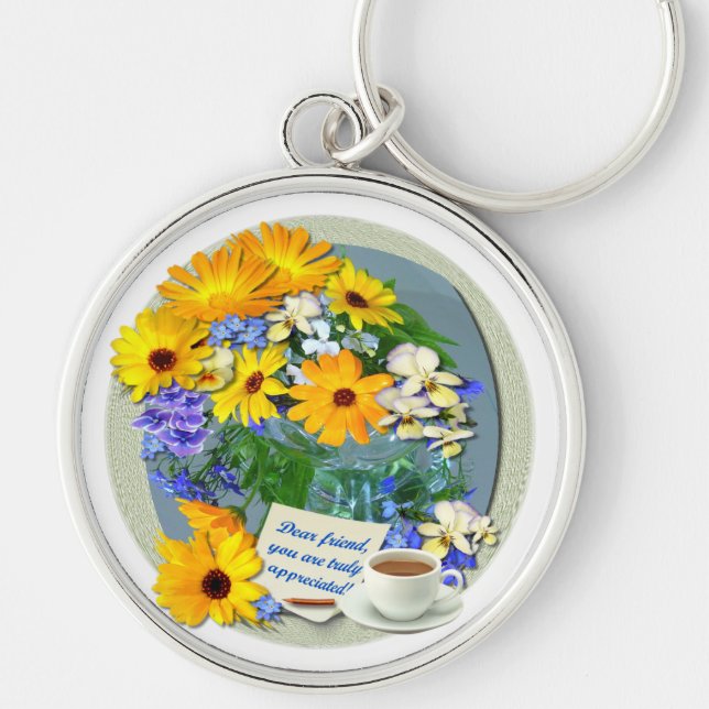 MARIGOLD POSY ~ Premium Round Friendship Keychain (Front)