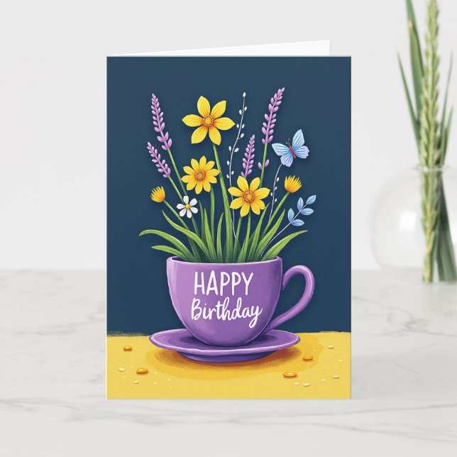 Marigold Pot Birthday Card (Front)