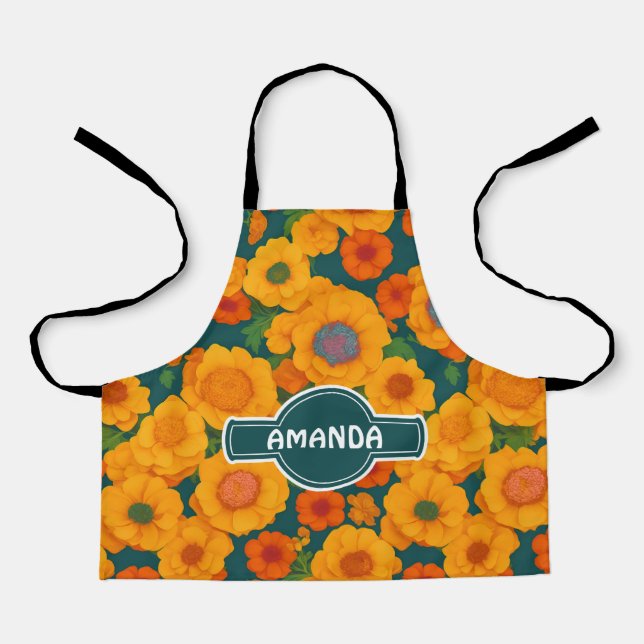 Marigold Rainbow Colourful Personalised Pattern Apron (Front)