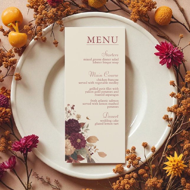 Marigold Rustic Boho Autumn Floral Wedding Menu (Creator Uploaded)