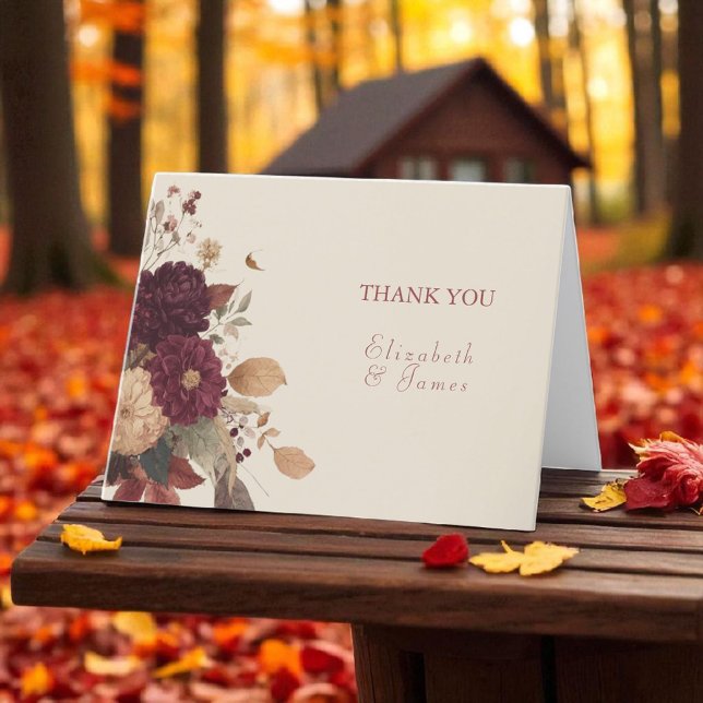Marigold Rustic Boho Autumn Floral Wedding Thank You Card (Creator Uploaded)