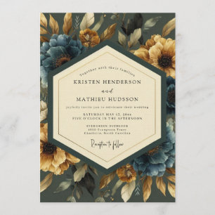 Marigold & Slate Lush Bloom Wedding Invitation