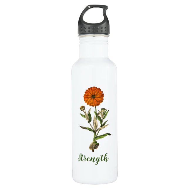 Marigold Strength Fitness Travel Water Bottle (Front)