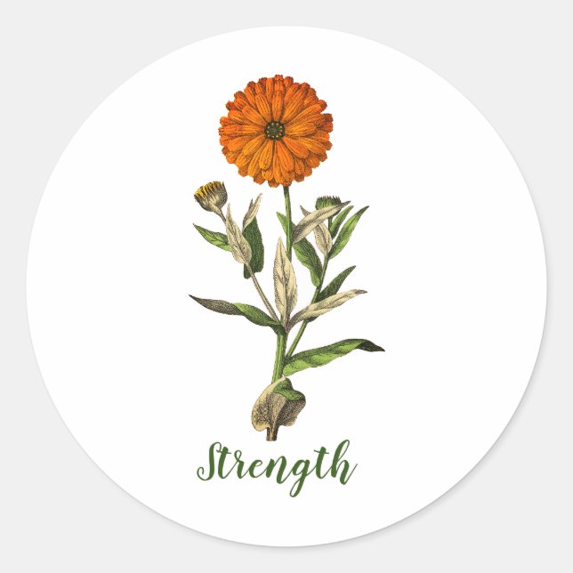 Marigold Strength Inspirational Classic Round Sticker (Front)