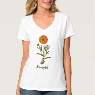 Marigold Strength Inspirational Floral T-Shirt