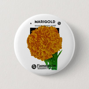 Marigold Vintage Seed Packet 6 Cm Round Badge