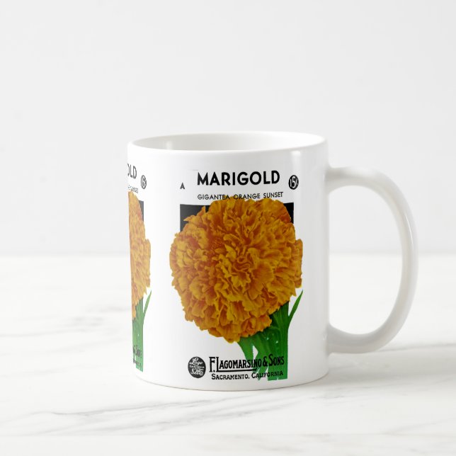 Marigold Vintage Seed Packet Coffee Mug (Right)