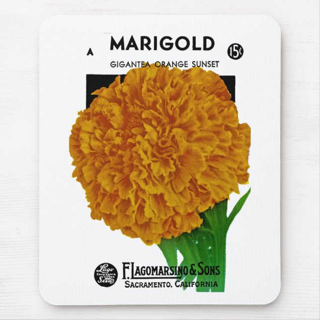 Marigold Vintage Seed Packet Mouse Mat (Front)