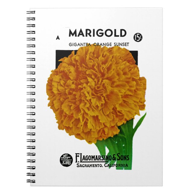 Marigold Vintage Seed Packet Notebook (Front)