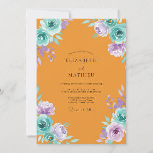 Marigold Violet Painted Wedding Invitation