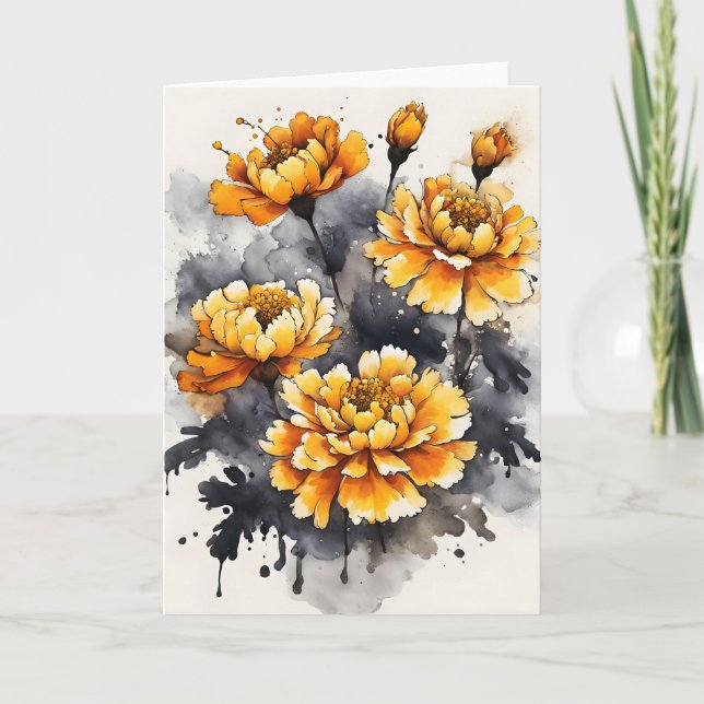 Marigold - Watercolor flowers Card (Front)