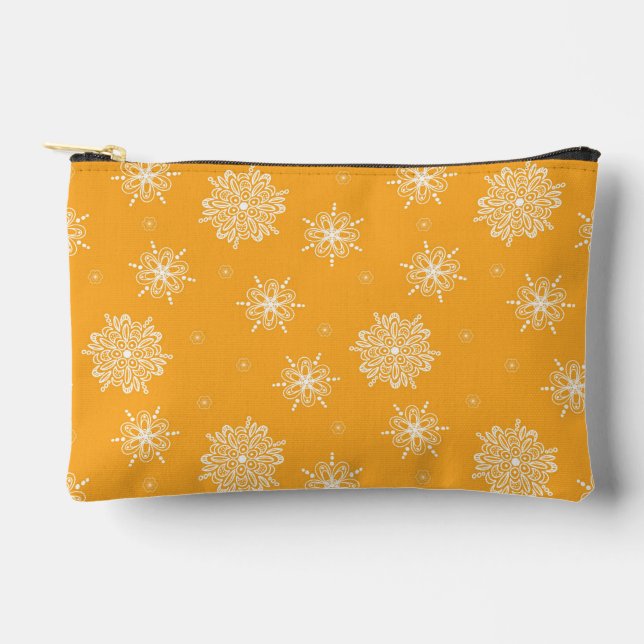Marigold Whimsical Celestial Floral Small Accessory Pouch (Front)