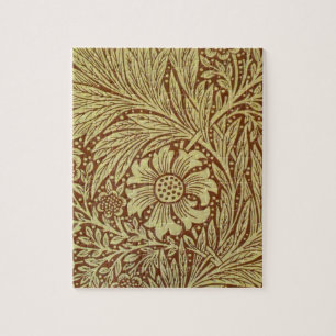 Marigold William Morris Antique Flower Pattern Jigsaw Puzzle