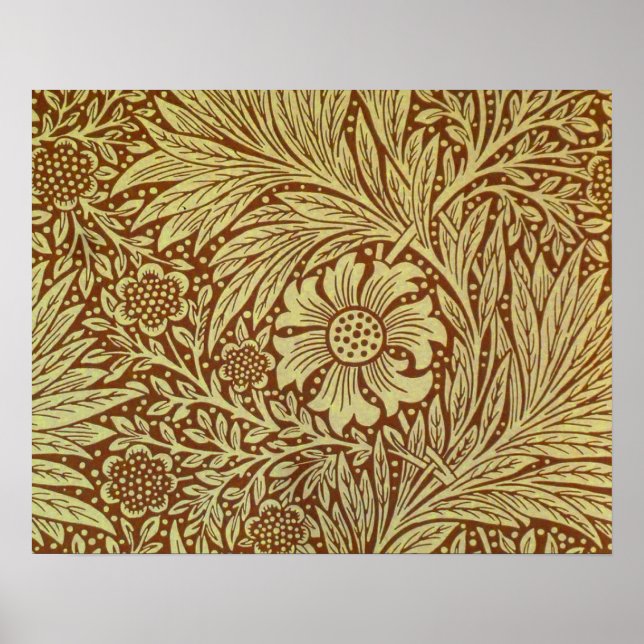 Marigold William Morris Antique Flower Pattern Poster (Front)