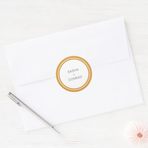 Marigold Yellow Bold Border Modern Wedding Classic Round Sticker
