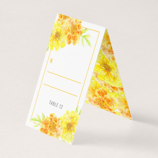 Marigold yellow watercolor art wedding guest  (Back)