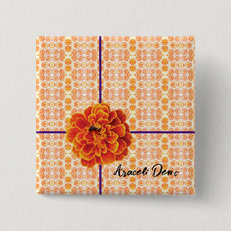 Marigolds and Bee 15 Cm Square Badge