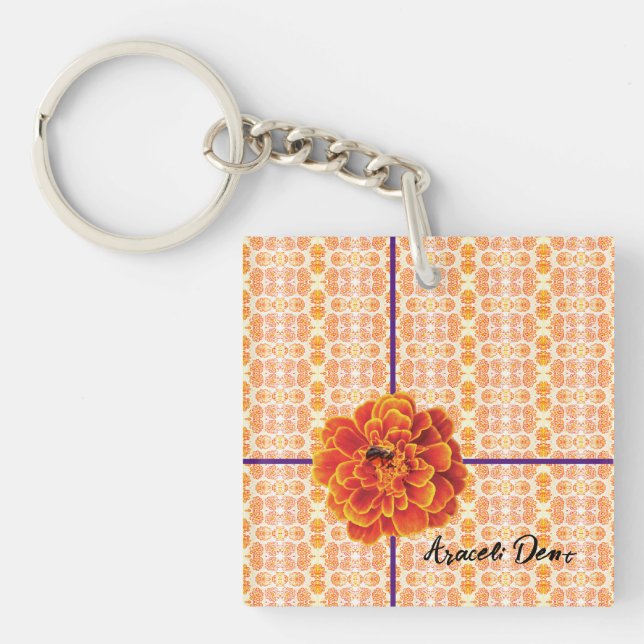 Marigolds and Bee Key Ring (Front)
