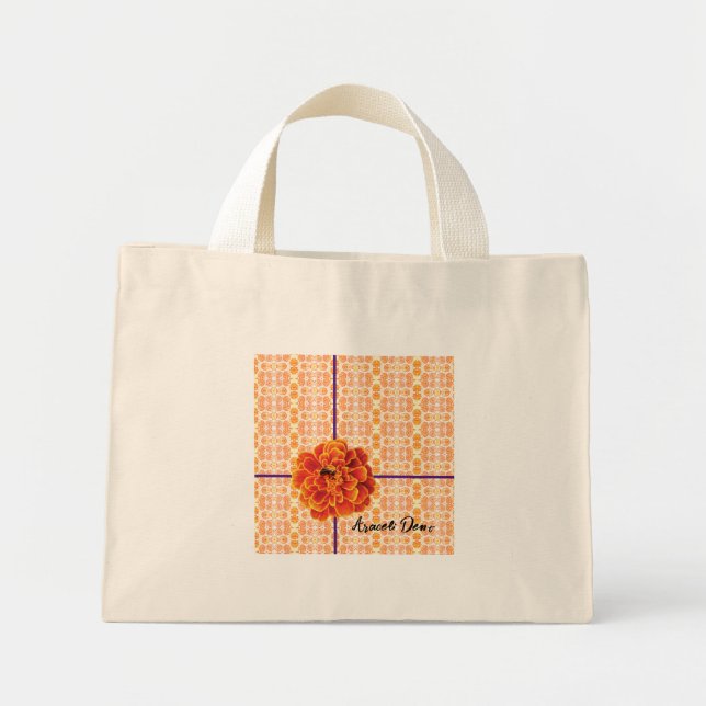 Marigolds and Bee Mini Tote Bag (Front)