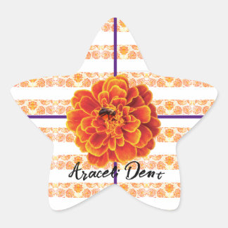 Marigolds and Bee  Star Sticker