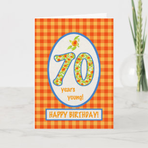 Marigolds and Check Gingham: 70th Birthday Card