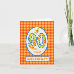 Marigolds and Check Gingham: 90th Birthday Card