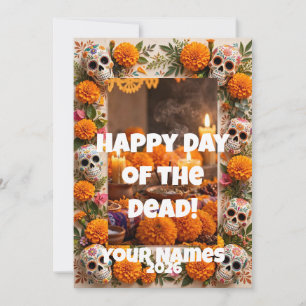 Marigolds and Sugar Skulls Day of the Dead Photo Holiday Card
