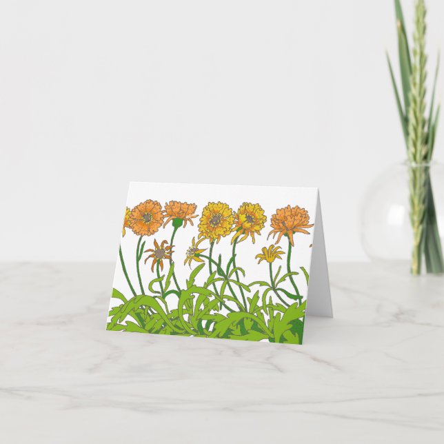 Marigolds Flowers Notecard (Front)