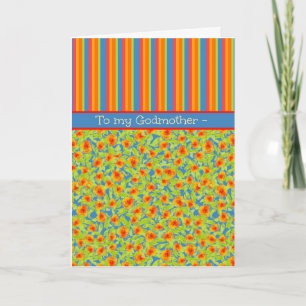 Marigolds Stripes, October Birthday for Godmother Card