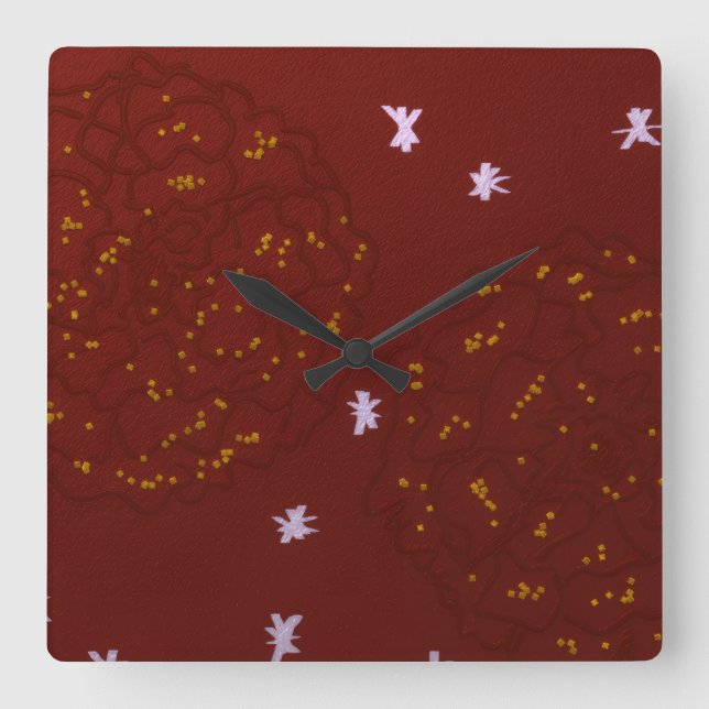 Marigolds with Stars Square Wall Clock (Front)