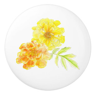 Marigolds yellow, orange pull knob handle