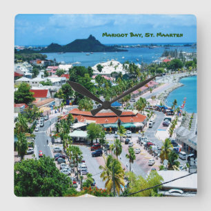 Marigot Bay, St. Maarten Square Wall Clock