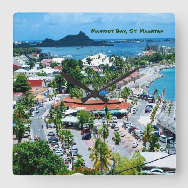  Marigot Bay, St. Maarten Square Wall Clock (Front)