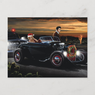 Marilyn and Elvis Christmas Joy Ride Holiday Postcard