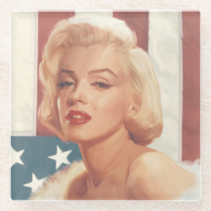 Marilyn Flag Glass Coaster