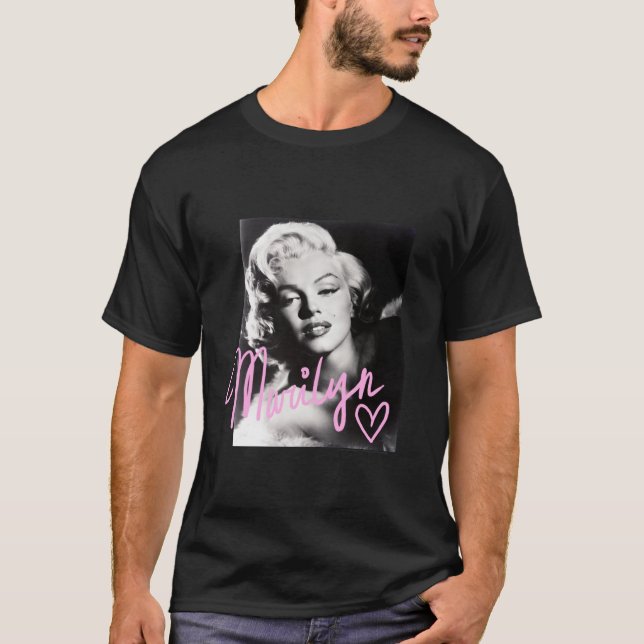 Marilyn Monroe black and white pink handwriting T-Shirt (Front)