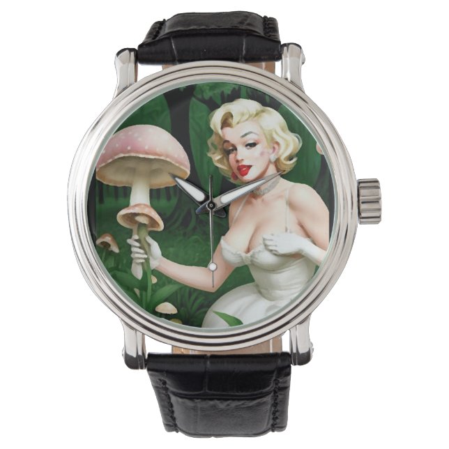 Marilyn Monroe mushroom fungi lovers unique Watch (Front)