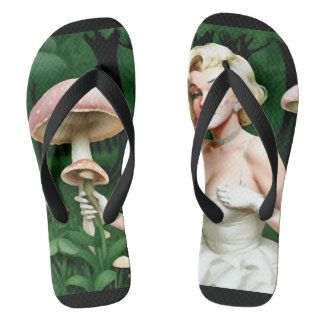 Marilyn mushroom fungi lovers unique flip flops
