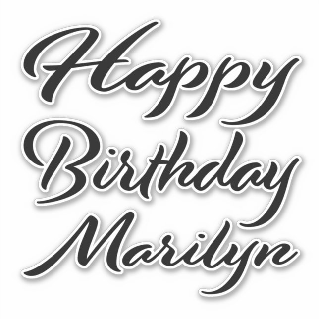 Marilyn Name First Name Black Sticker Birthday (Front)