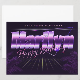Marilyn Name Vorname lila retro Karte Geburtstag Card