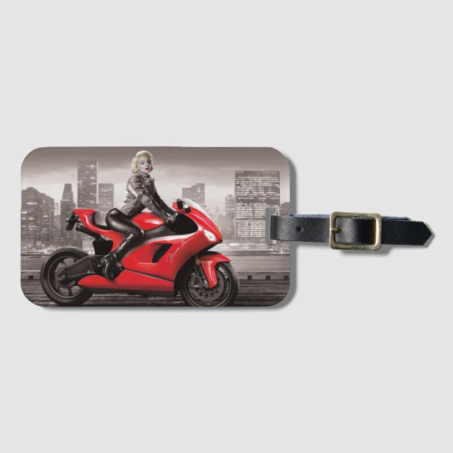 Marilyn's Motorcycle Luggage Tag (Front Horizontal)