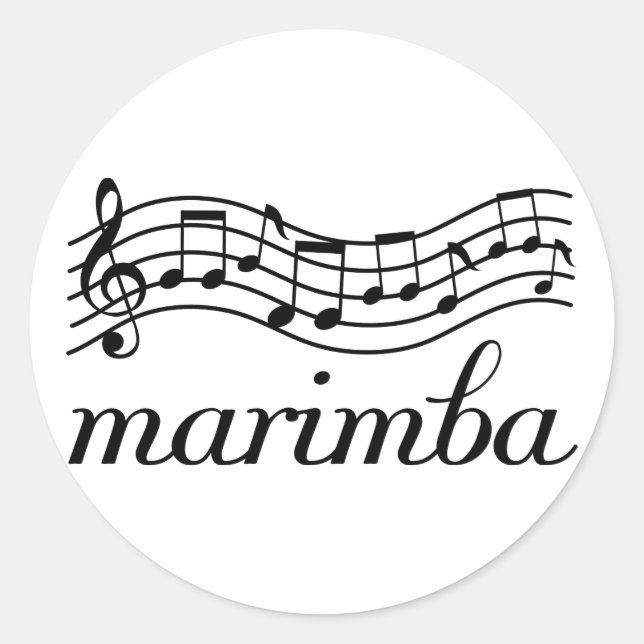 Marimba Black Music Staff Classic Round Sticker (Front)