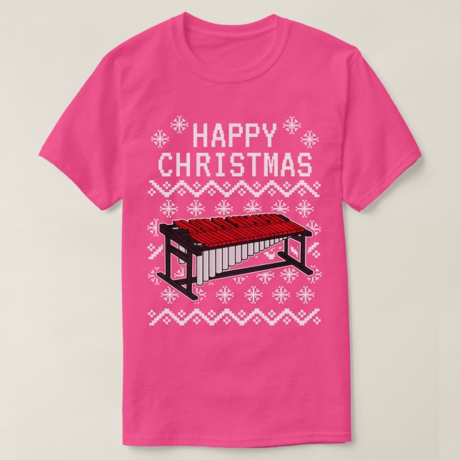 Marimba Ugly Christmas Marimbist Musician Xmas 202 T-Shirt (Design Front)