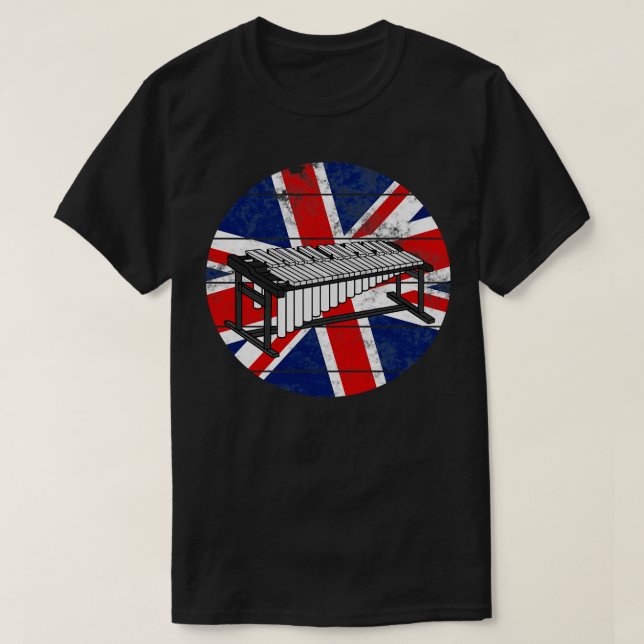 Marimba UK Flag Britain Marimbist Percussionist Br T-Shirt (Design Front)