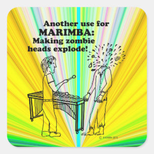 Marimba Zombie Explode Square Sticker
