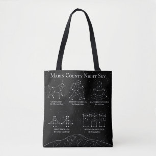 Marin County Night Sky Medium Tote Bag Black 