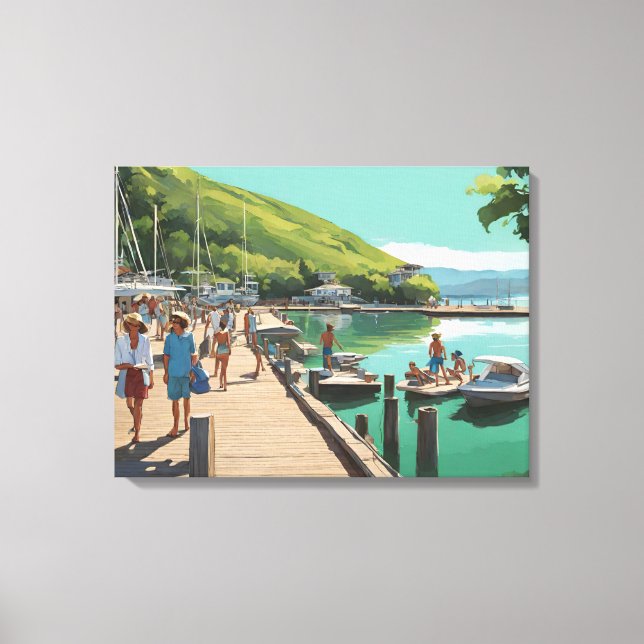 Marina Boat Dock Canvas Print (Front)