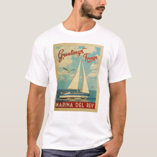 Marina del Rey Sailboat Vintage Travel California T-Shirt